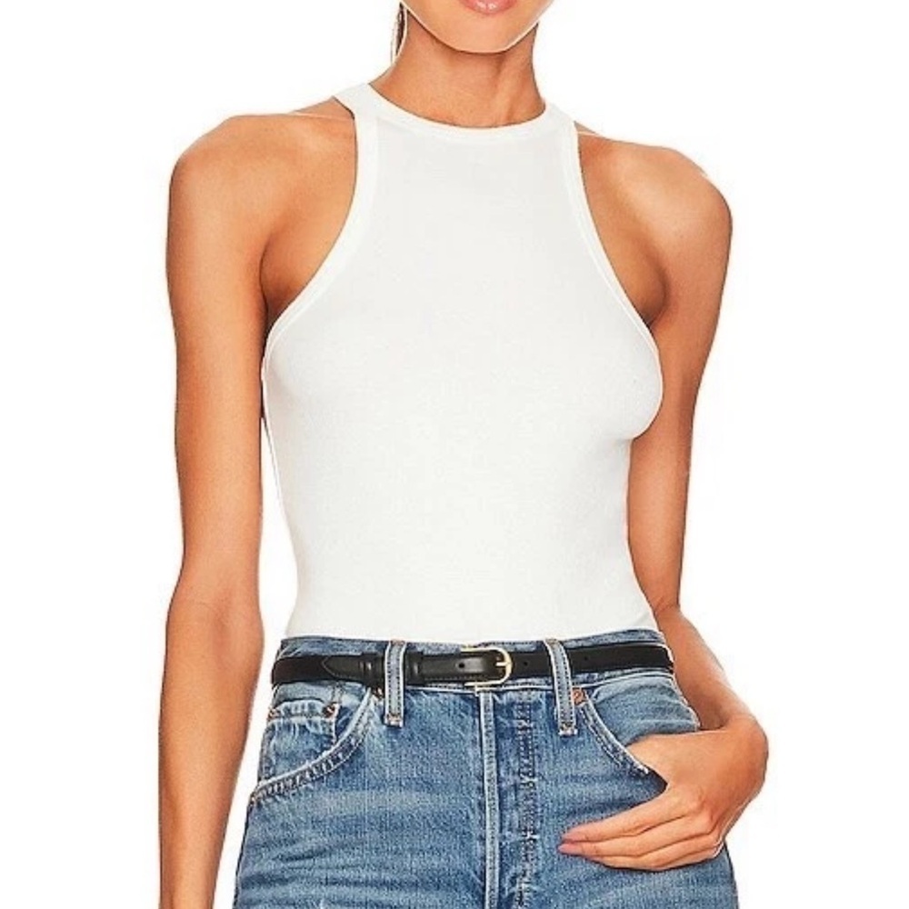 Agolde White High-Neck Tank Top